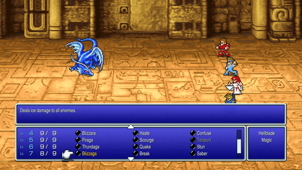 The Warriors of Light buff themselves to overcome the Blue Dragon