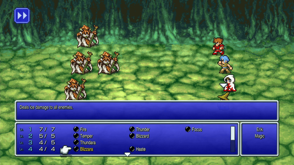 The Warriors of Light battle the Piscodemon quartet