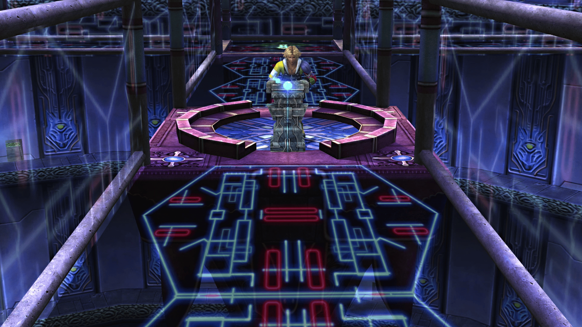 Pushing the pedestal to the opposite side of the pathway