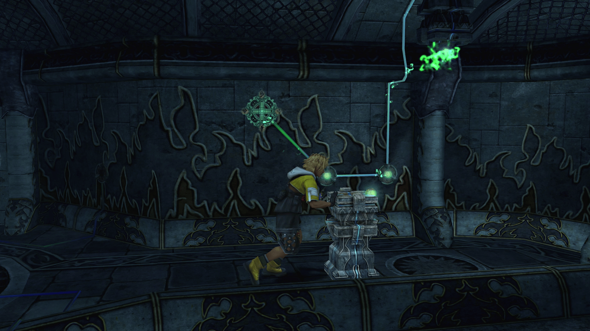 Pushing the pedestal across the room