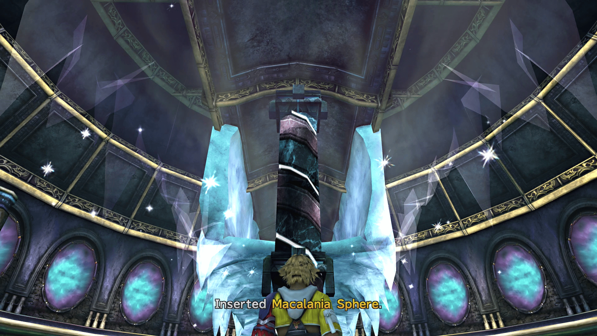 Inserting the Macalania Sphere into the center pillar