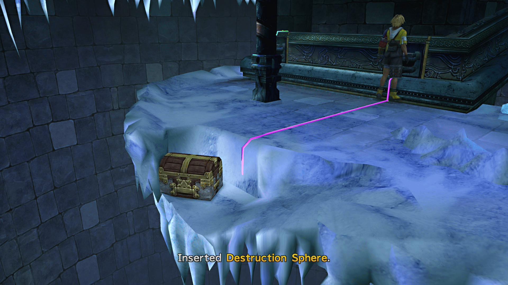 Treasure chest appearing after placing the Destruction Sphere