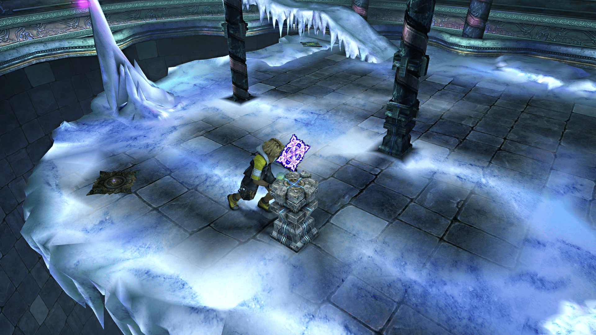 Pushing the pedestal into the icicle