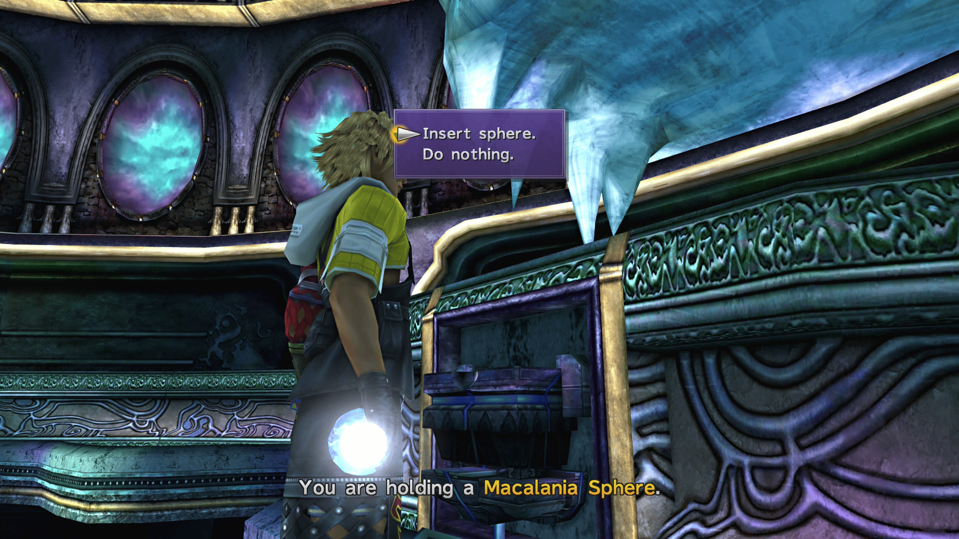 Inserting the sphere into the right-side wall recess