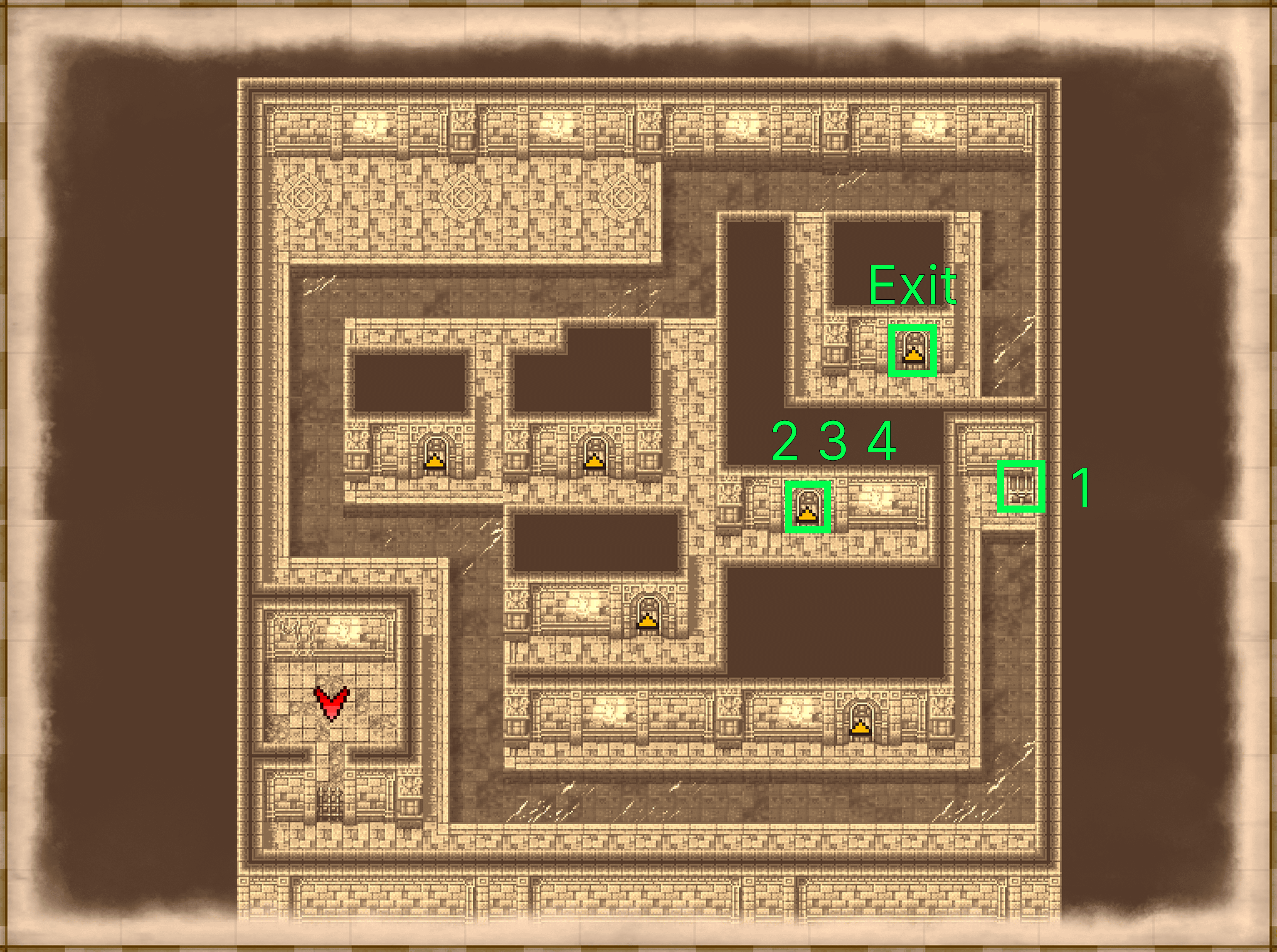 Coliseum B2 cell map with chest locations