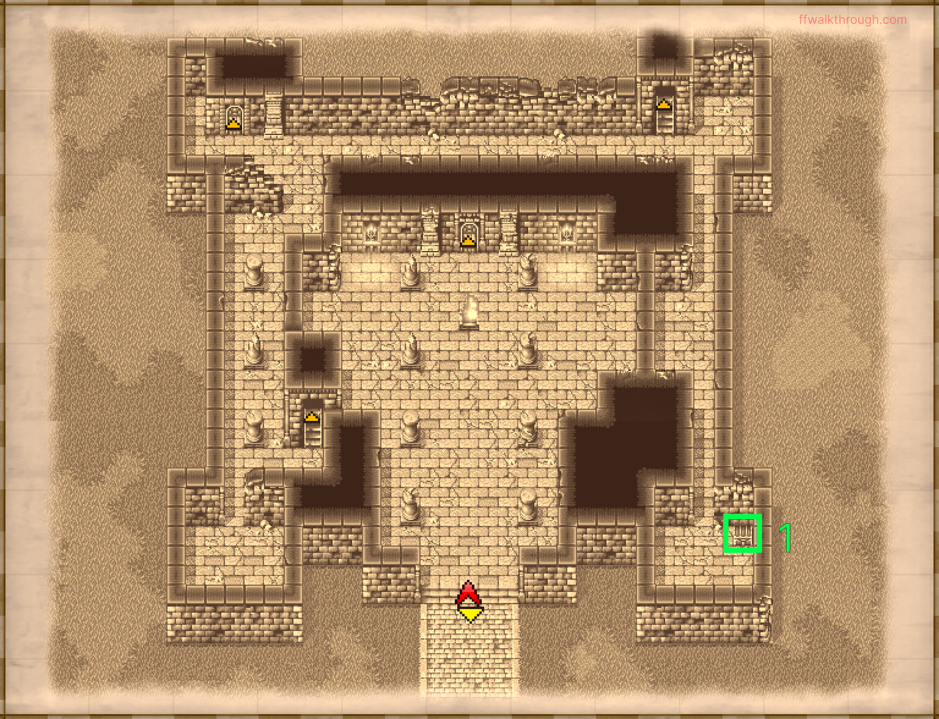 Kashuan Keep 1F map with chest locations