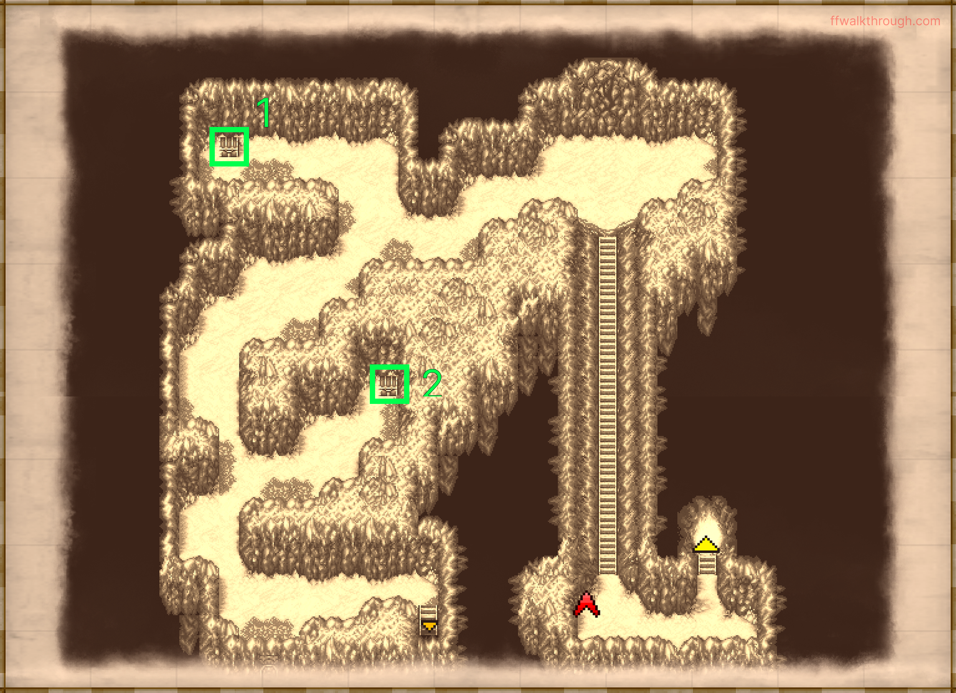 Snow Cavern B1 map with chest locations